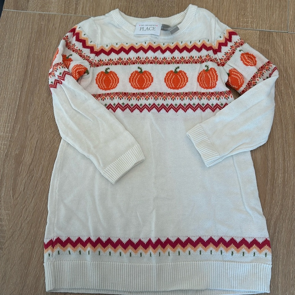 2T pumpkin light knit sweater dress